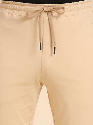 Cream Solid Slim Fit Track Pant | JadeBlue