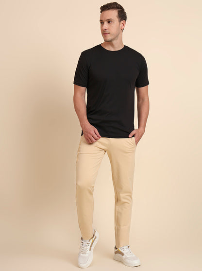 Cream Solid Slim Fit Track Pant | JadeBlue