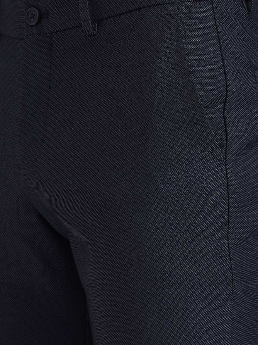 Navy Blue Solid Venice Fit Casual Trouser | JadeBlue