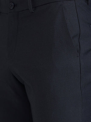 Navy Blue Solid Venice Fit Casual Trouser | JadeBlue