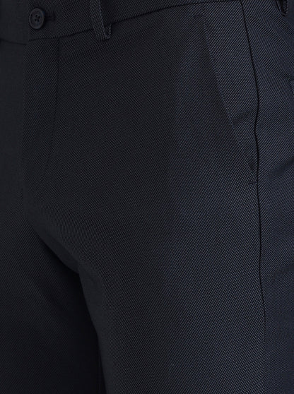 Navy Blue Solid Venice Fit Casual Trouser | JadeBlue