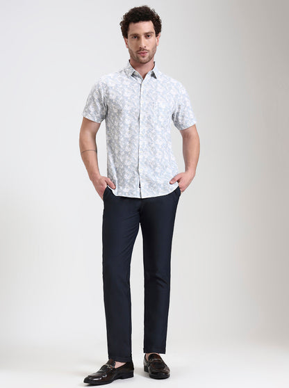 Navy Blue Solid Venice Fit Casual Trouser | JadeBlue