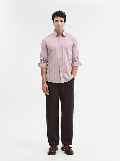 Pink Striped Slim Fit Casual Shirt | JadeBlue