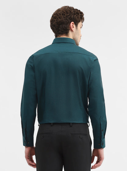 Green Solid Slim Fit Formal Shirt | Metal
