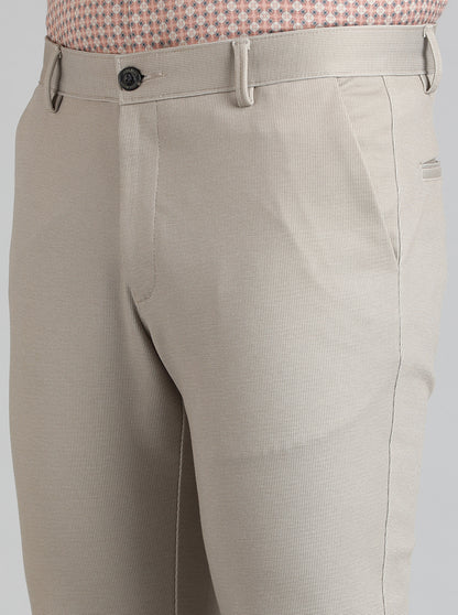 Beige Solid Slim Fit Club Wear Trouser | JB Studio