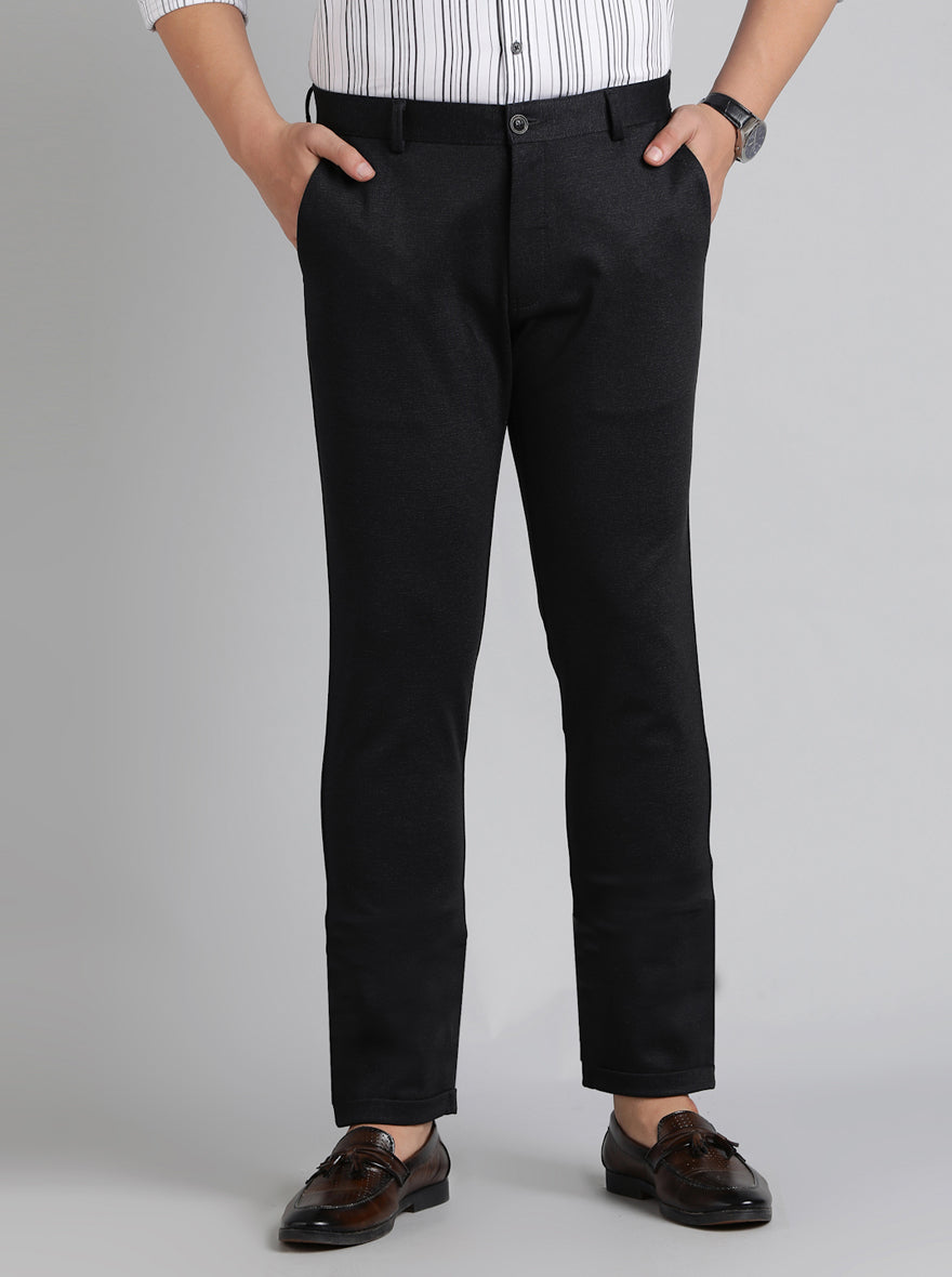 Black Solid Slim Fit Club Wear Trouser | JB Studio