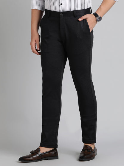 Black Solid Slim Fit Club Wear Trouser | JB Studio