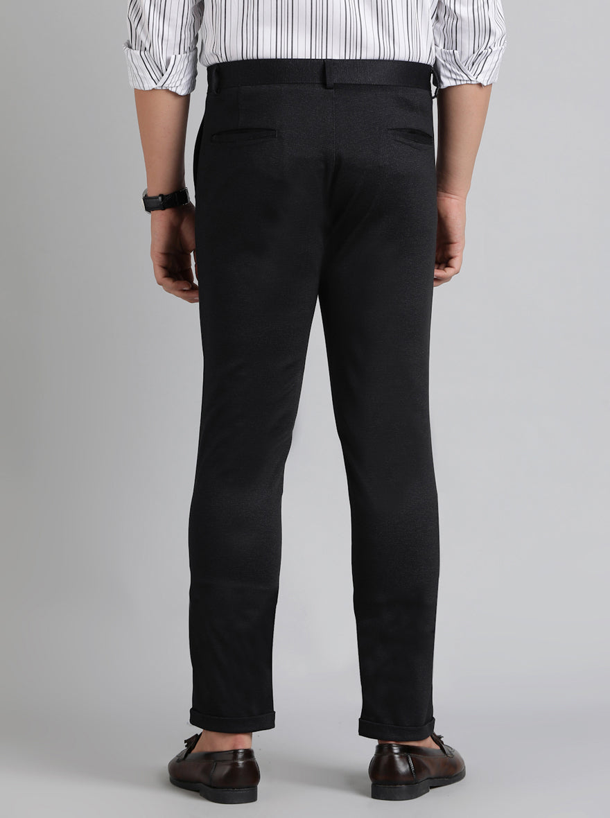 Black Solid Slim Fit Club Wear Trouser | JB Studio