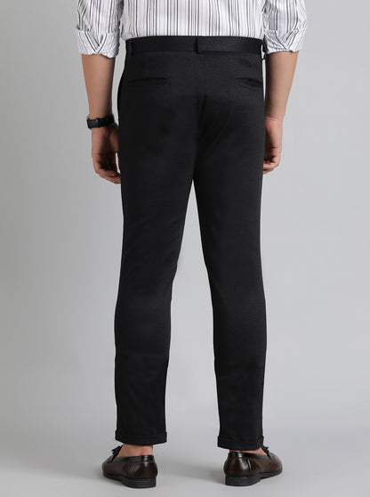 Black Solid Slim Fit Club Wear Trouser | JB Studio