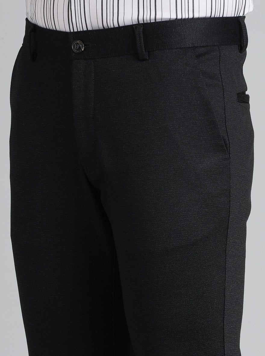 Black Solid Slim Fit Club Wear Trouser | JB Studio