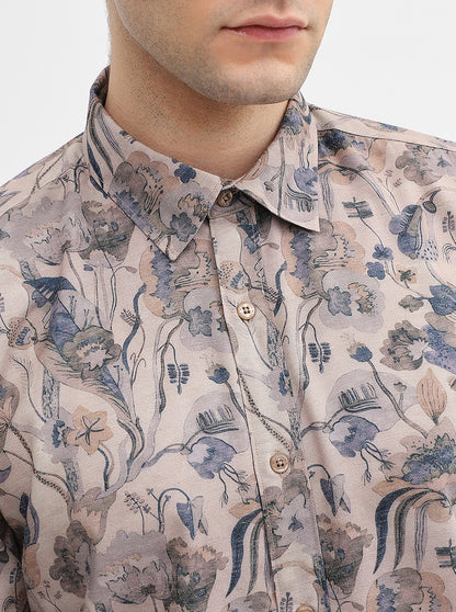 Brown Printed Slim Fit Casual Shirt | JadeBlue