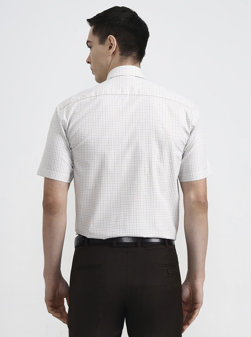 Grey Checked Regular Fit Formal Shirt | JadeBlue