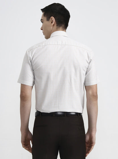 Grey Checked Regular Fit Formal Shirt | JadeBlue