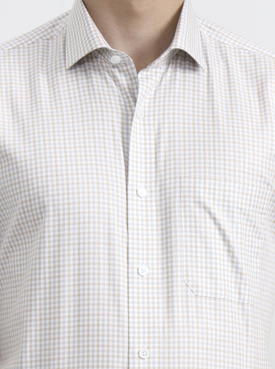 Grey Checked Regular Fit Formal Shirt | JadeBlue