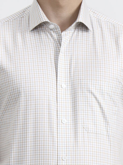Grey Checked Regular Fit Formal Shirt | JadeBlue