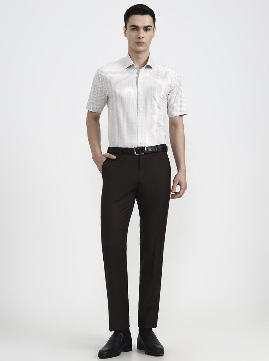 Grey Checked Regular Fit Formal Shirt | JadeBlue