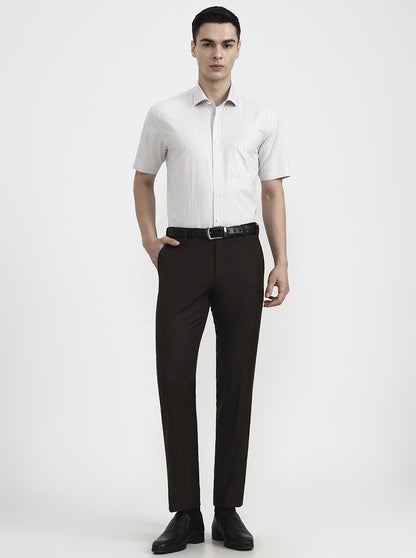 Grey Checked Regular Fit Formal Shirt | JadeBlue