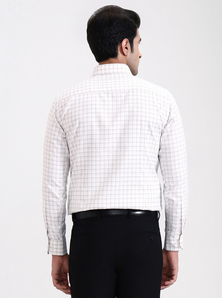 White Checked Slim Fit Formal Shirt | Greenfibre
