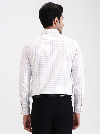 White Checked Slim Fit Formal Shirt | Greenfibre