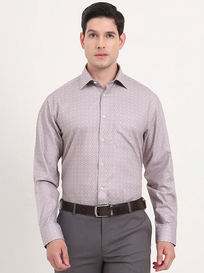 Grey Printed Regular Fit Formal Shirt | JadeBlue