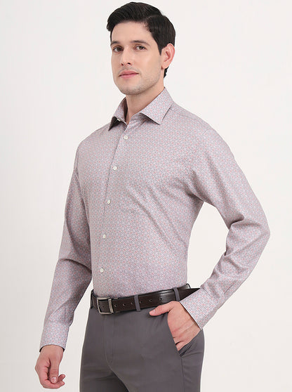 Grey Printed Regular Fit Formal Shirt | JadeBlue