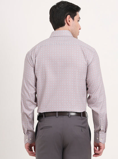 Grey Printed Regular Fit Formal Shirt | JadeBlue