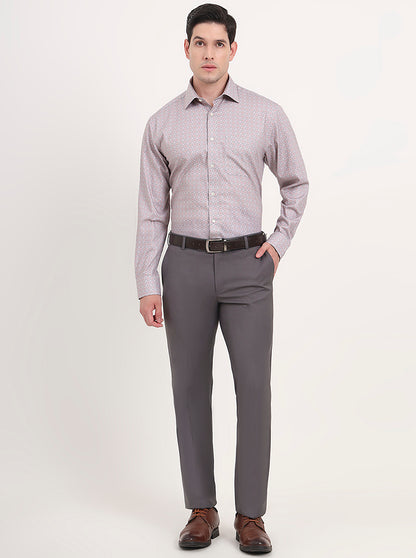 Grey Printed Regular Fit Formal Shirt | JadeBlue