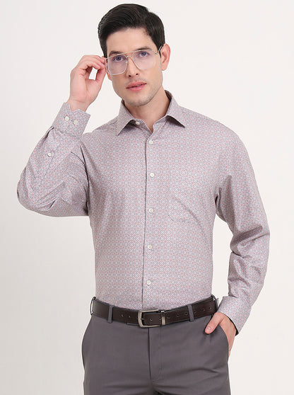 Grey Printed Regular Fit Formal Shirt | JadeBlue