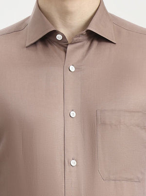 Brown Solid Slim Fit Formal Shirt | JadeBlue Super Luxe