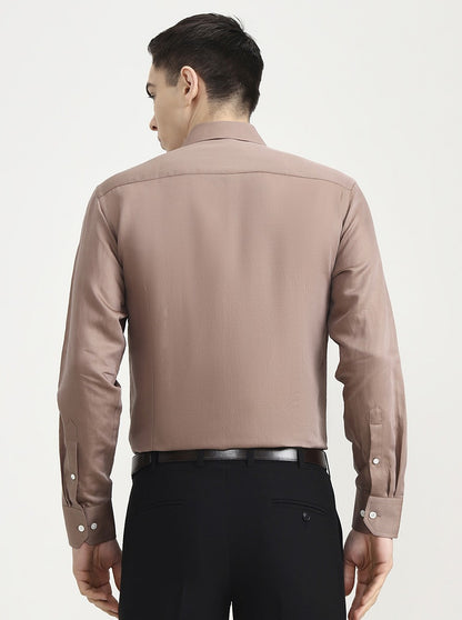 Brown Solid Slim Fit Formal Shirt | JadeBlue Super Luxe