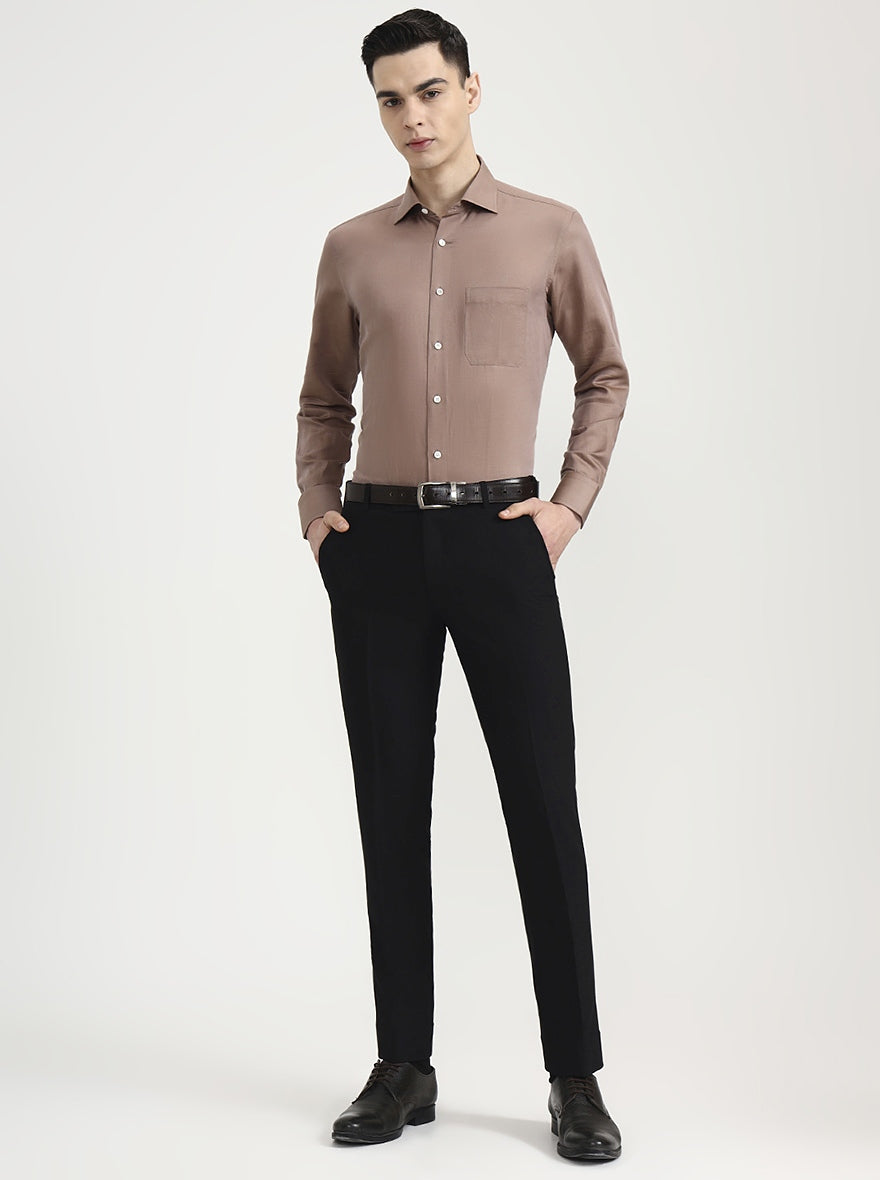 Brown Solid Slim Fit Formal Shirt | JadeBlue Super Luxe
