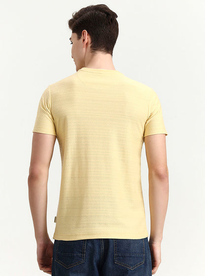 Yellow Solid Slim Fit T-Shirt | Greenfibre