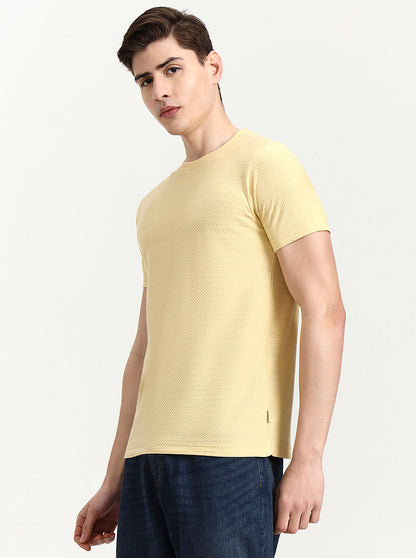 Yellow Solid Slim Fit T-Shirt | Greenfibre