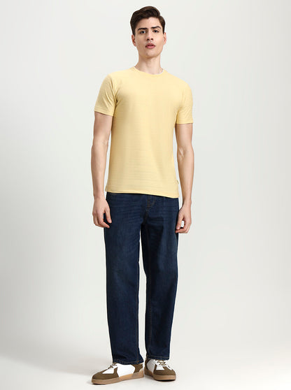 Yellow Solid Slim Fit T-Shirt | Greenfibre