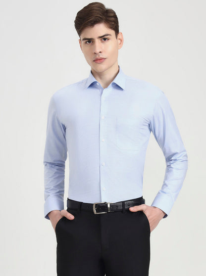 Sky Blue Checked Slim Fit Formal Shirt | JadeBlue Youth