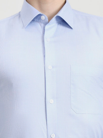 Sky Blue Checked Slim Fit Formal Shirt | JadeBlue Youth