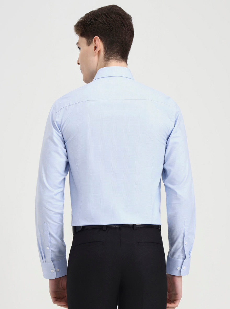 Sky Blue Checked Slim Fit Formal Shirt | JadeBlue Youth