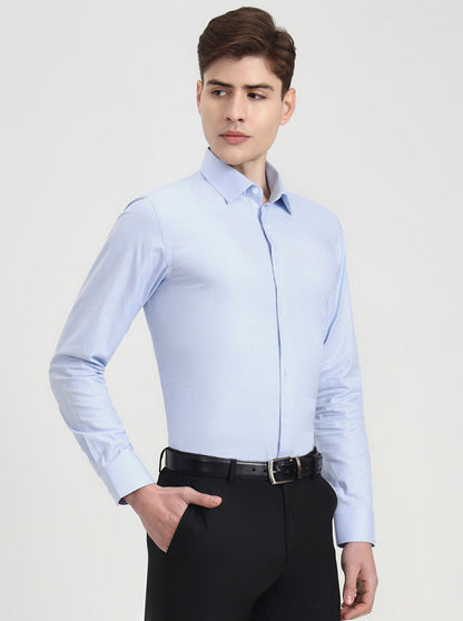 Sky Blue Checked Slim Fit Formal Shirt | JadeBlue Youth
