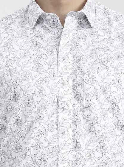 Blue Printed Tailored Fit Semi Casual Shirt | JadeBlue