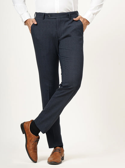 Blue Checked Super Slim Fit Formal Trouser | JadeBlue Youth
