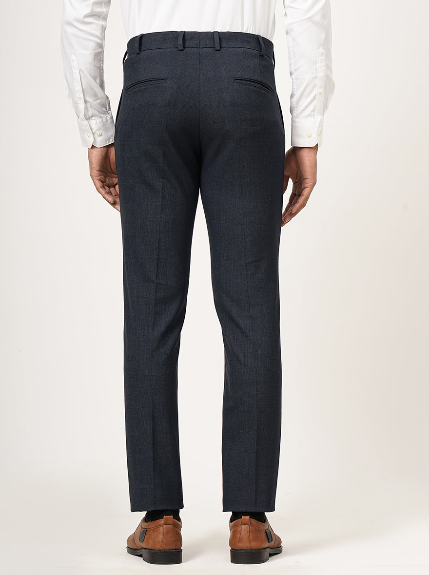 Blue Checked Super Slim Fit Formal Trouser | JadeBlue Youth