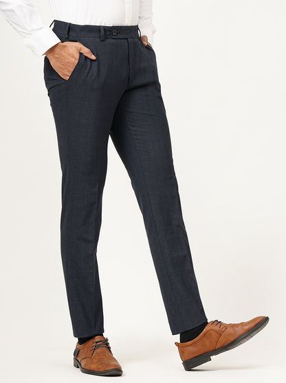 Blue Checked Super Slim Fit Formal Trouser | JadeBlue Youth