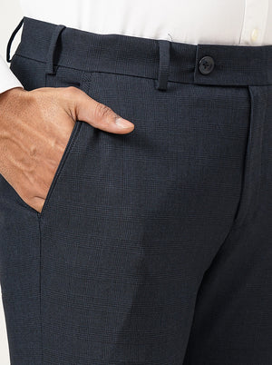 Blue Checked Super Slim Fit Formal Trouser | JadeBlue Youth