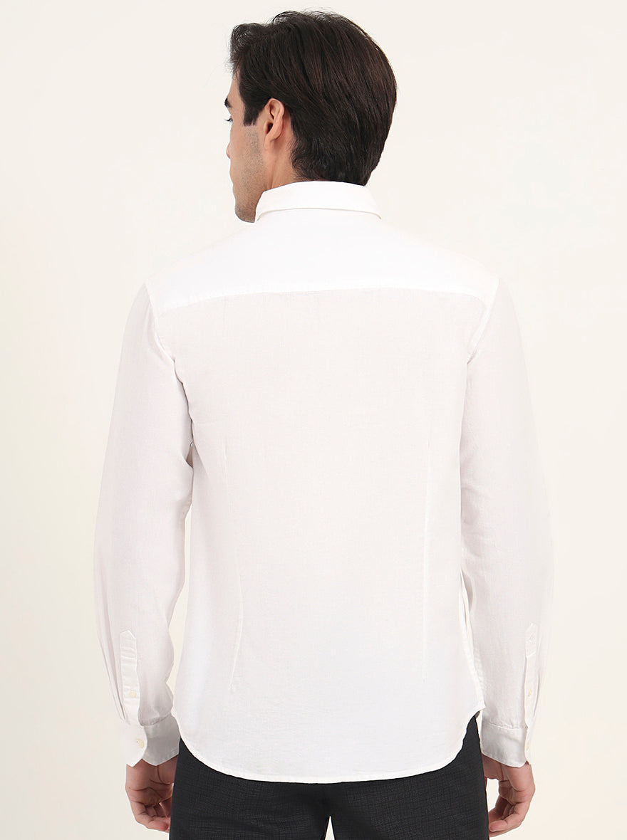White Solid Slim Fit Casual Shirt | Greenfibre