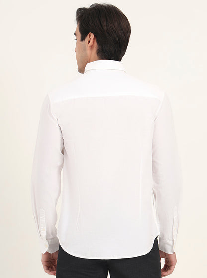 White Solid Slim Fit Casual Shirt | Greenfibre