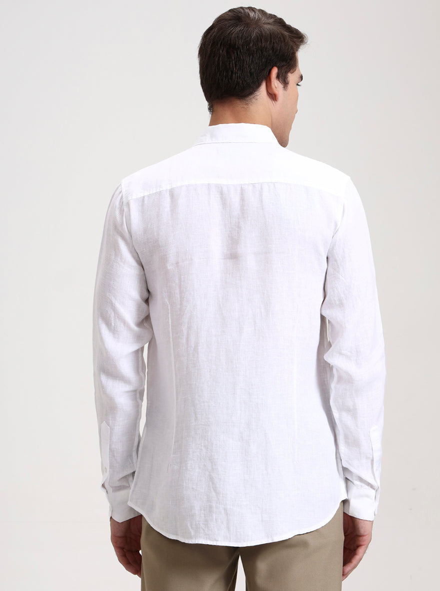 White Solid Slim Fit Casual Shirt | JadeBlue