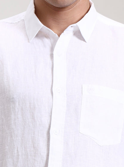 White Solid Slim Fit Casual Shirt | JadeBlue
