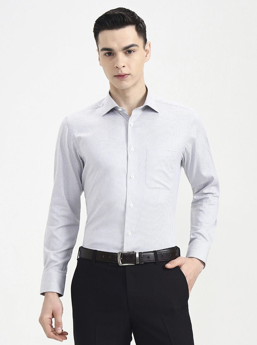 Grey Printed Slim Fit Formal Shirt | JadeBlue Super Luxe