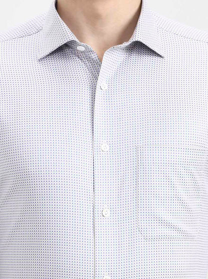 Grey Printed Slim Fit Formal Shirt | JadeBlue Super Luxe