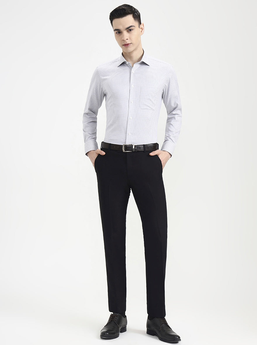 Grey Printed Slim Fit Formal Shirt | JadeBlue Super Luxe